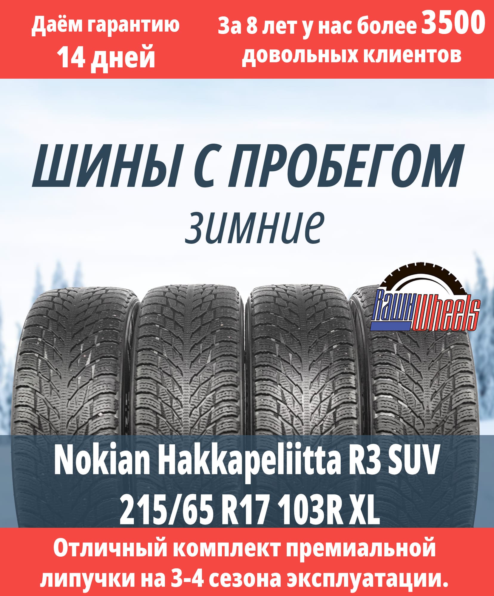 Nokian Hakkapeliitta R3 SUV 215/65 R17 103R XL